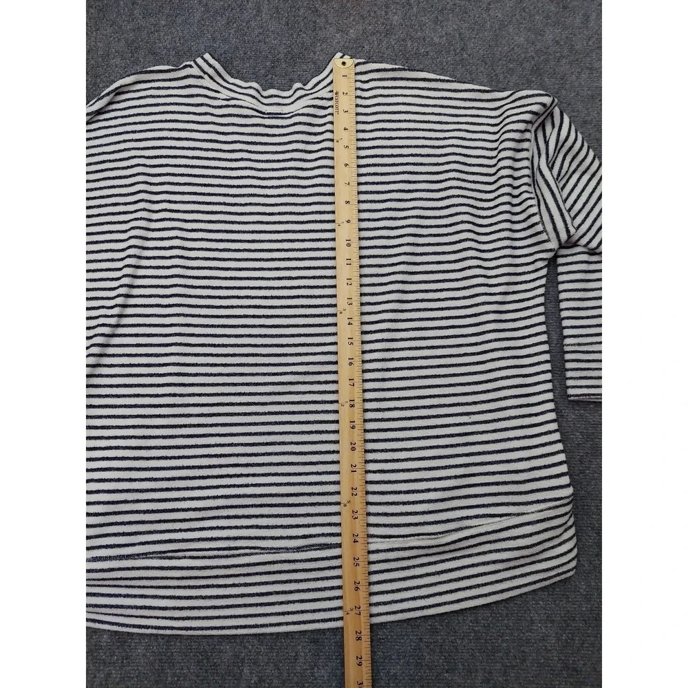 Aerie Sweater Women XL Blue White Striped Boxy Long Sleeve Rounded Neck Oversize - Picture 5 of 9